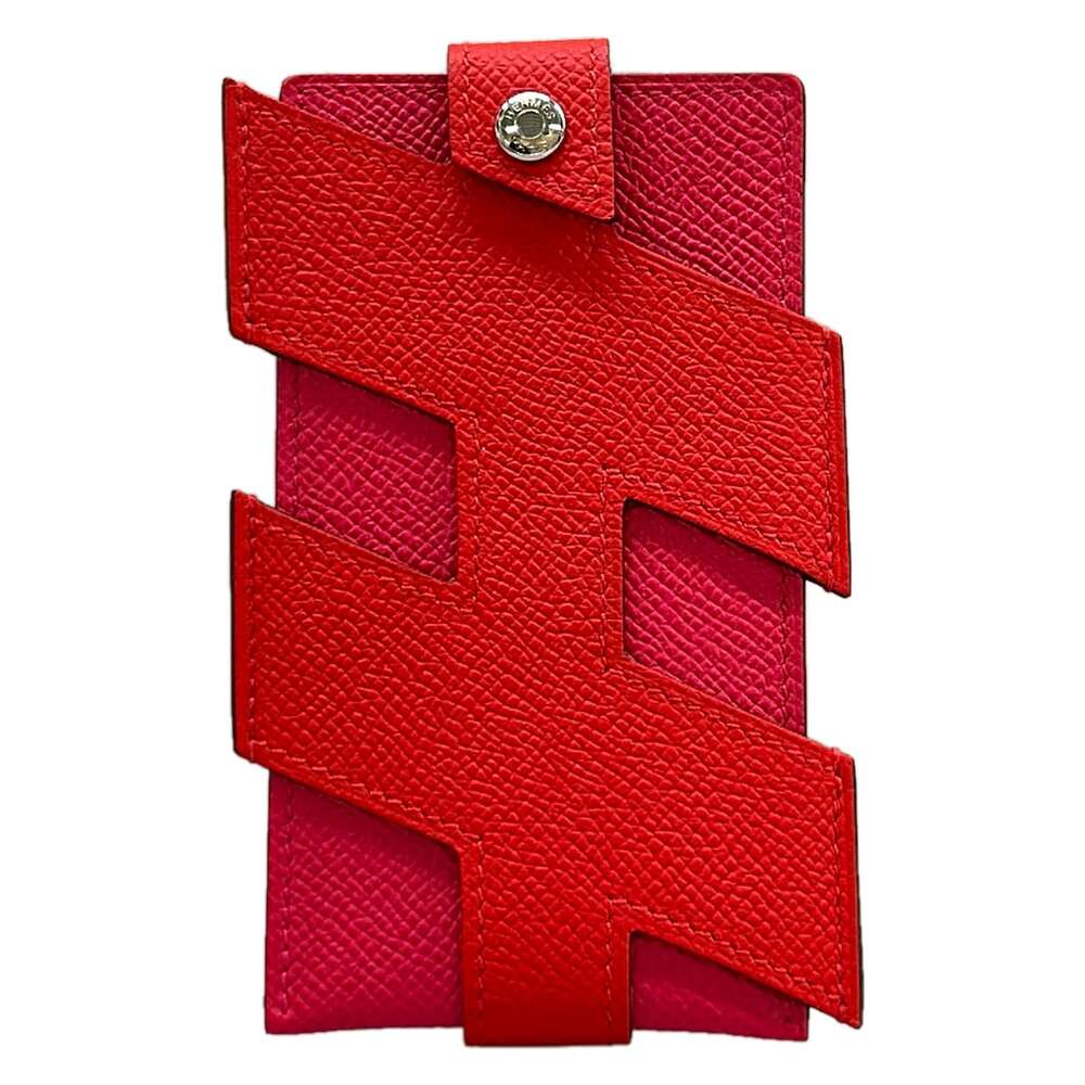 Hermès H Tag Card Folder Card Case Rouge Coeur Rose Extreme
